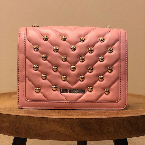 Love Moschino Bags Euc Pink Love Moschino Heart Studded Crossbody Bag Poshmark